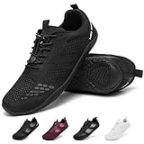 Geweo Barefoot Hombre Mujer Cómodo Zapatillas Minimalista Deportivos con Puntera Ancha Zapatillas Barefoot para Fitness Crossfit Transpirables Zapatos Caminar Andar Zero-Drop Sole Unisex Negro 39EU