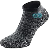 Skinners Calcetines Minimalistas Andar Descalzo para Hombres y Mujeres | Calzado Ultra portátil Ligero y Transpirable | Gris Metalizado (Logo Azul), XXL - 47-49 EU